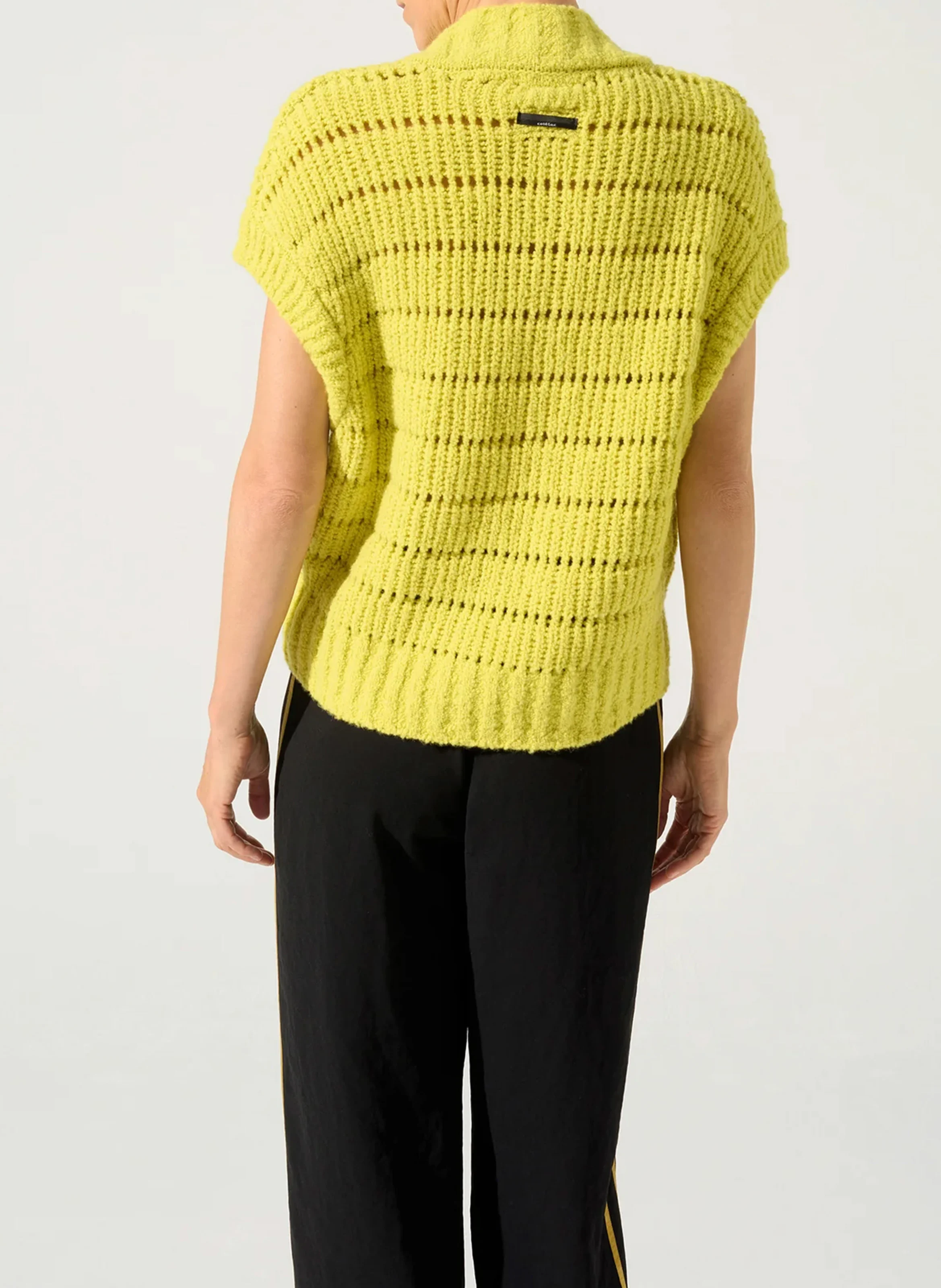 Cardigan ample col montant en laine mélangée | Jaune
