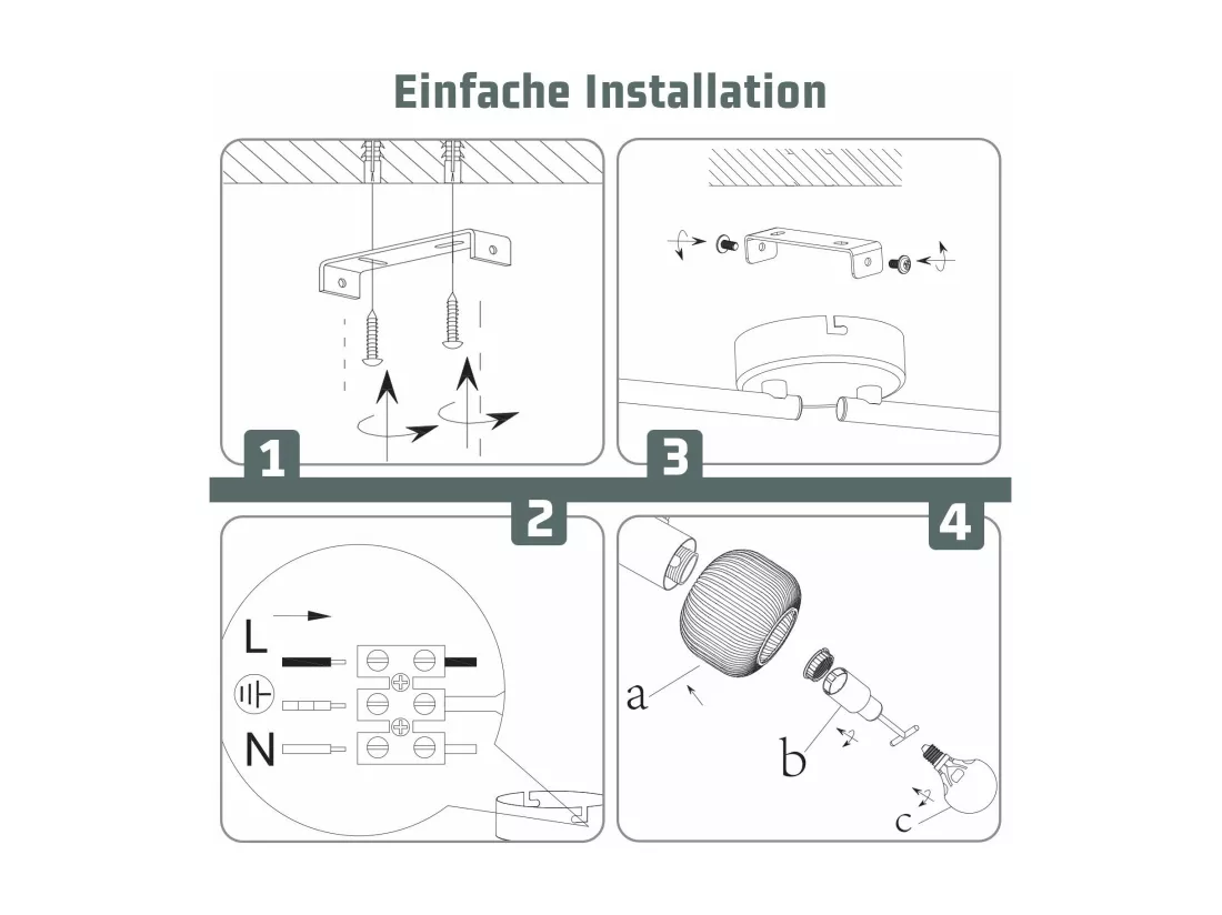 NETTLIFE Spot de plafond E14 blanc 4 ampoules intérieur verre Pivotant Vintage pour couloir chambre d'hôtel