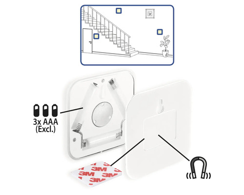 LED-nachtlampje Q-Link met bewegingssensor, op batterijen, wit, 2 stuks