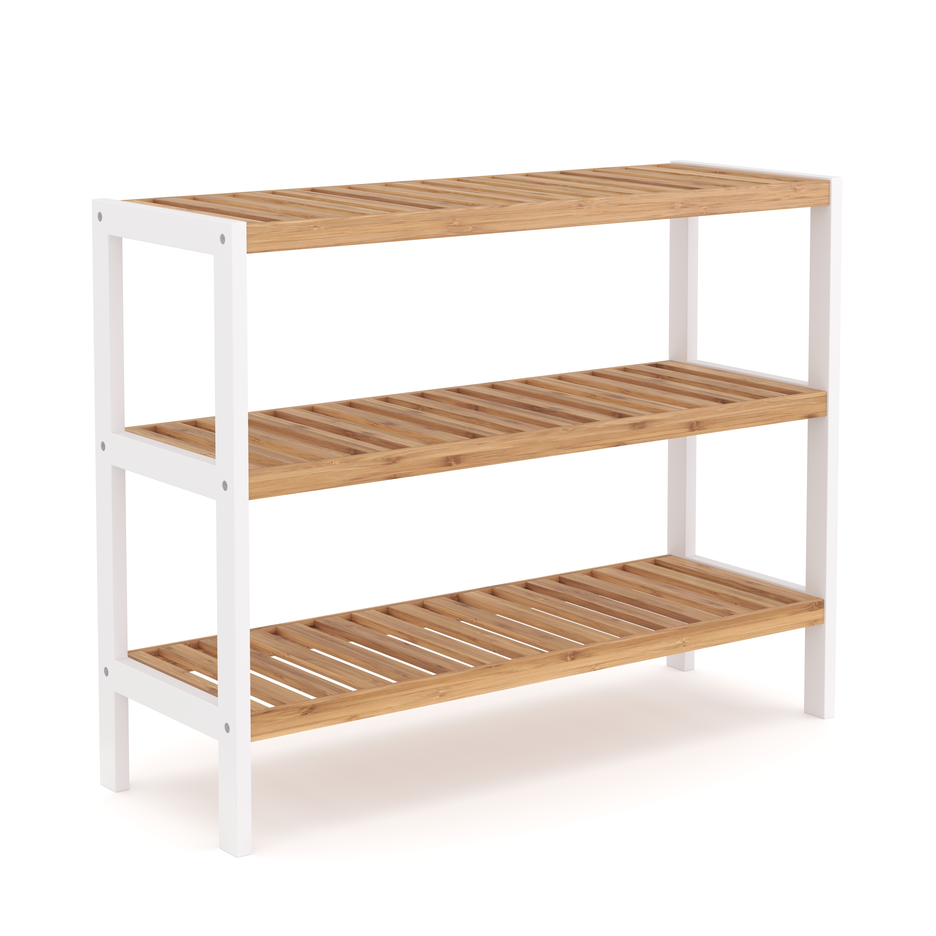 Schuhregal Bambus 3 Tablare 70 x 24 x 54 cm natur/weiss