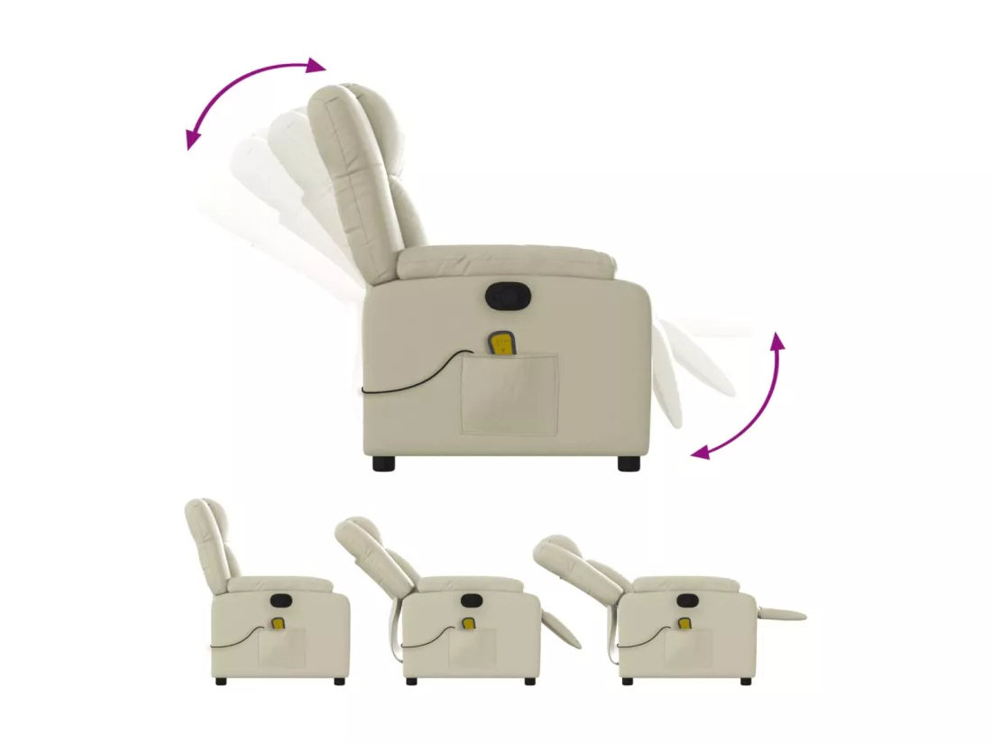 Fauteuil inclinable de massage Crème Similicuir