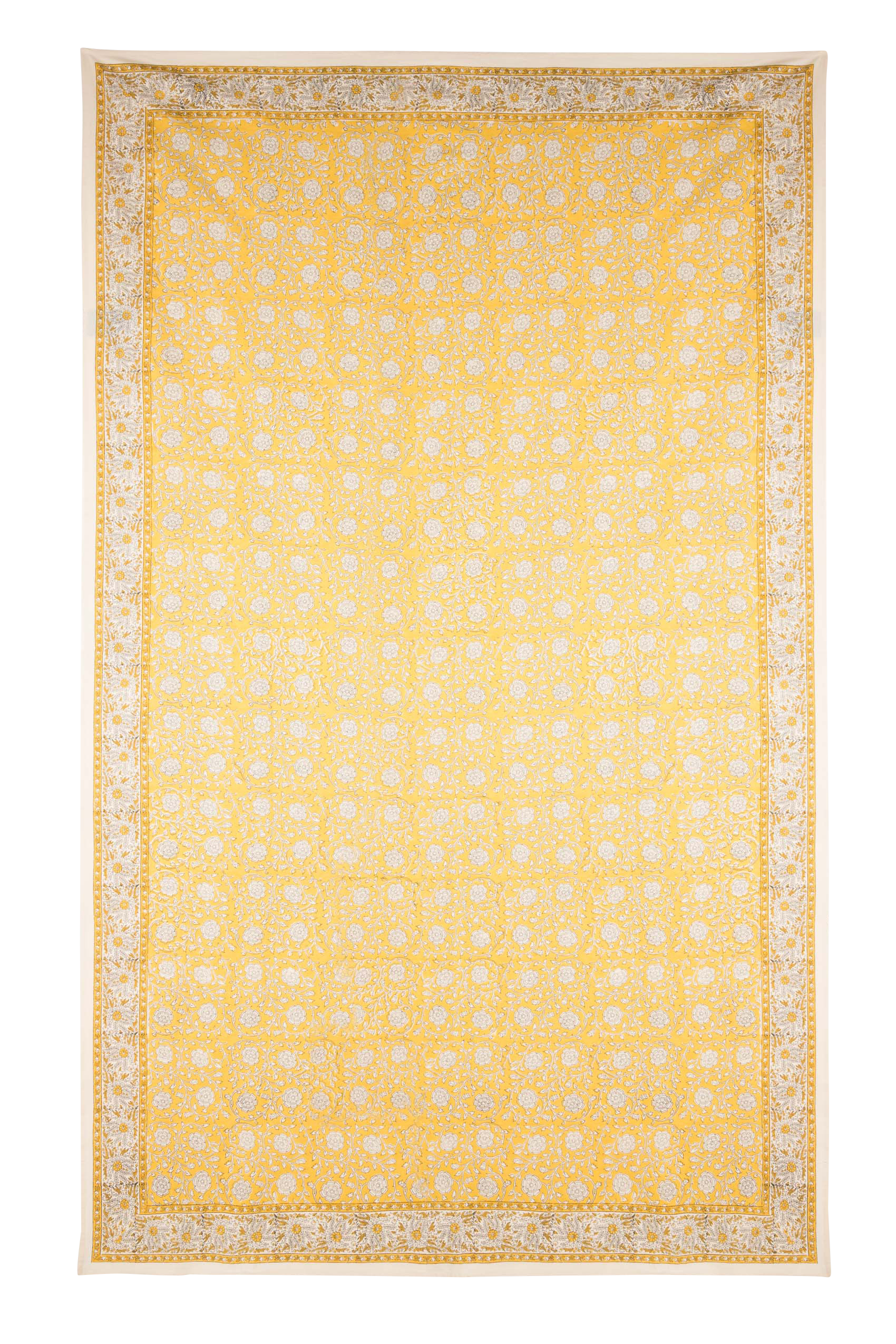 Nappe imprimé fleuri en coton | Jaune