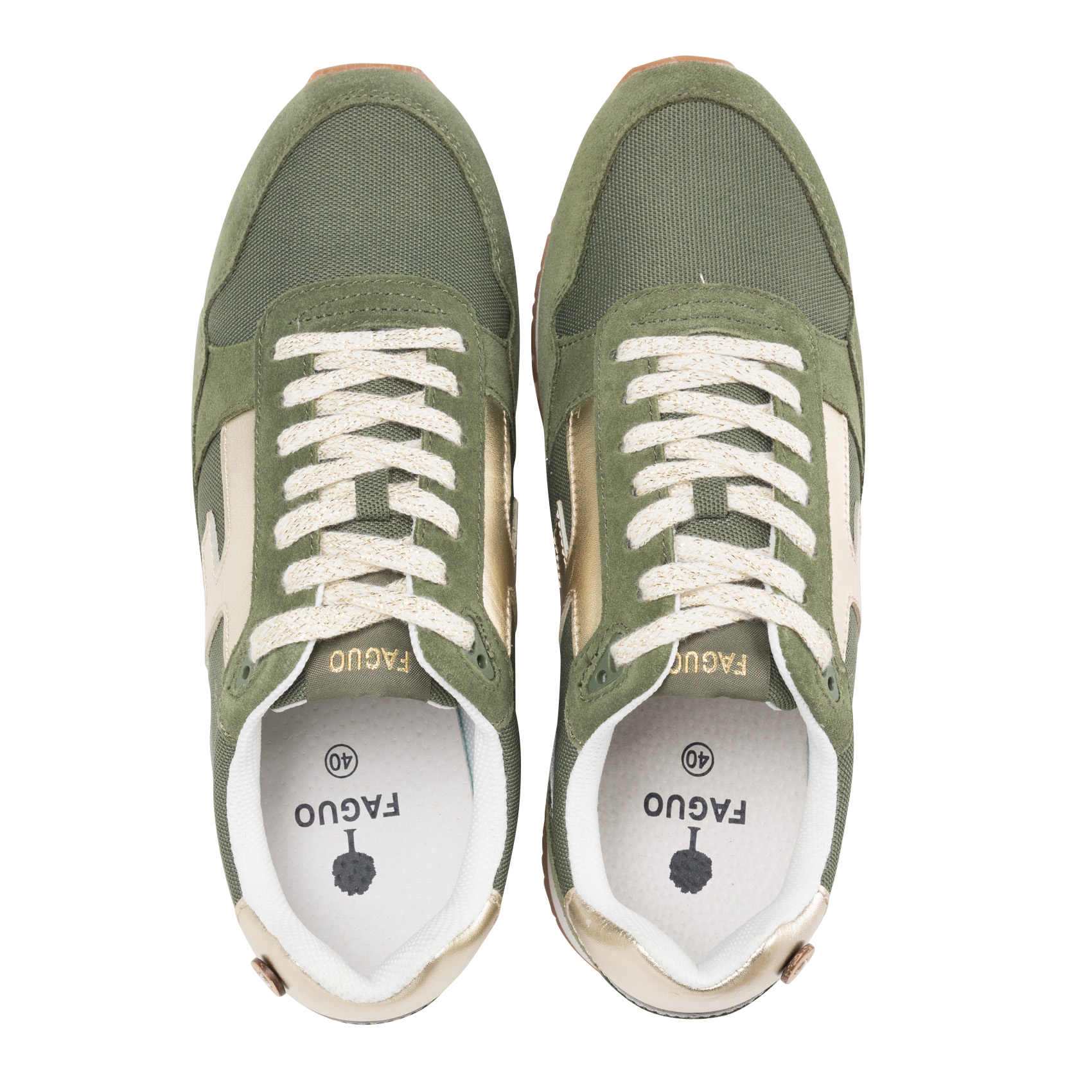ELM - Baskets basses en cuir et mesh | Kaki