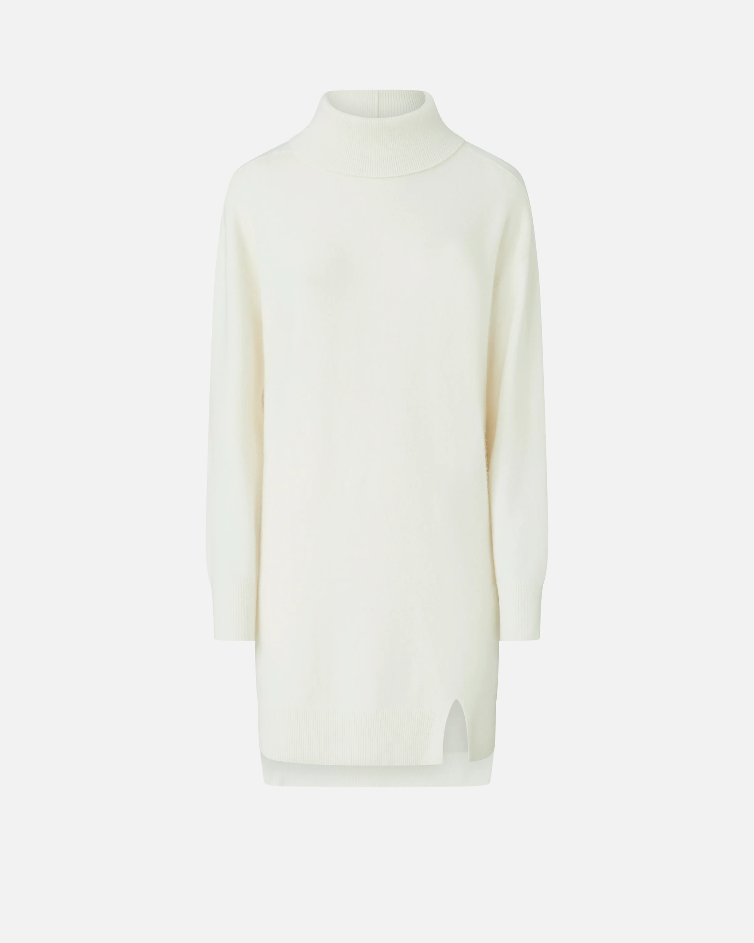 Robe à col roulé mélangé fendue sur le devant | Blanc