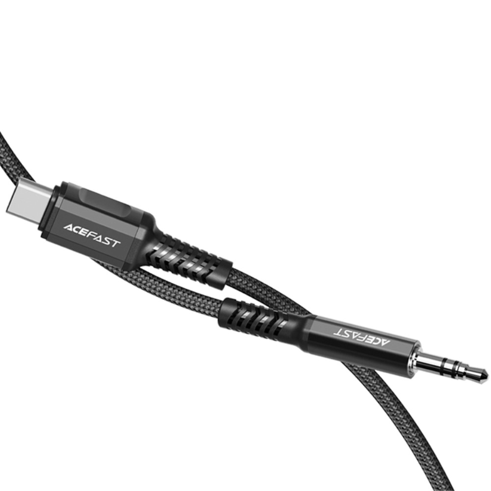 (1.2m) USB C auf 3.5mm Klinke Stecker Nylon AUX Audiokabel (Männlich) - Schwarz