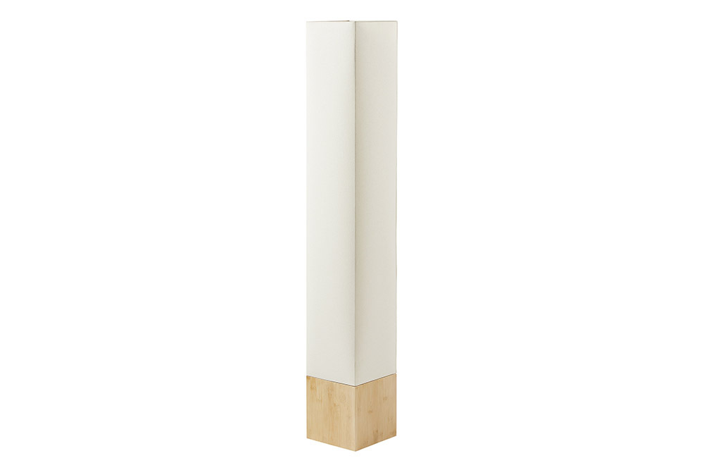 Moderne Stehlampe AGAPUNE 120cm weiß hellbraun Bambusfuß Stoffschirm