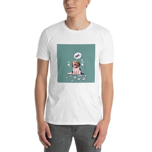 Camiseta masculina Mascochula, personalizada com a foto do seu animal de estimação, branca.