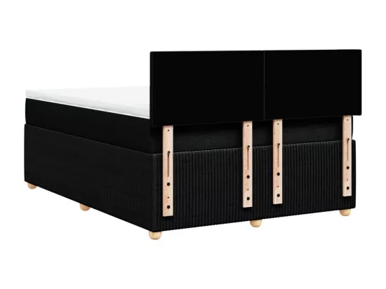 Sommier à lattes de lit avec matelas Noir 160x200 cm Tissu