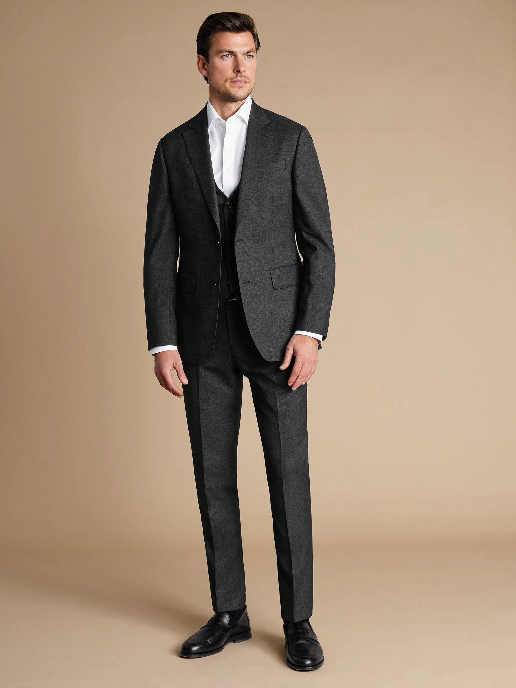 Charles Tyrwhitt Adjustable Fit End on End Travel Suit: Waistcoat