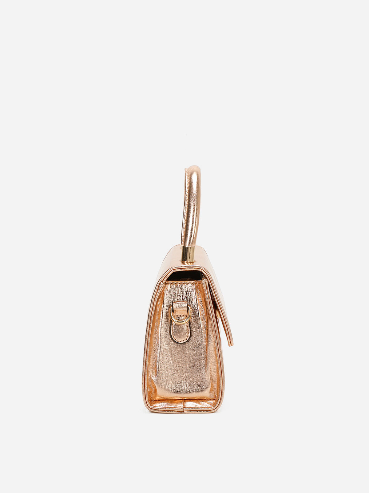 Petit sac trapèze à rabat- Doré rose