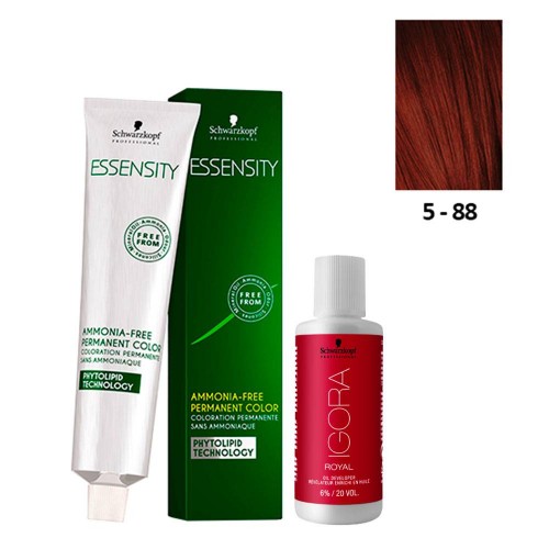 Schwarzkopf Essensity 5-88 Castanho Claro Vermelho Extra   Oxidante 20V