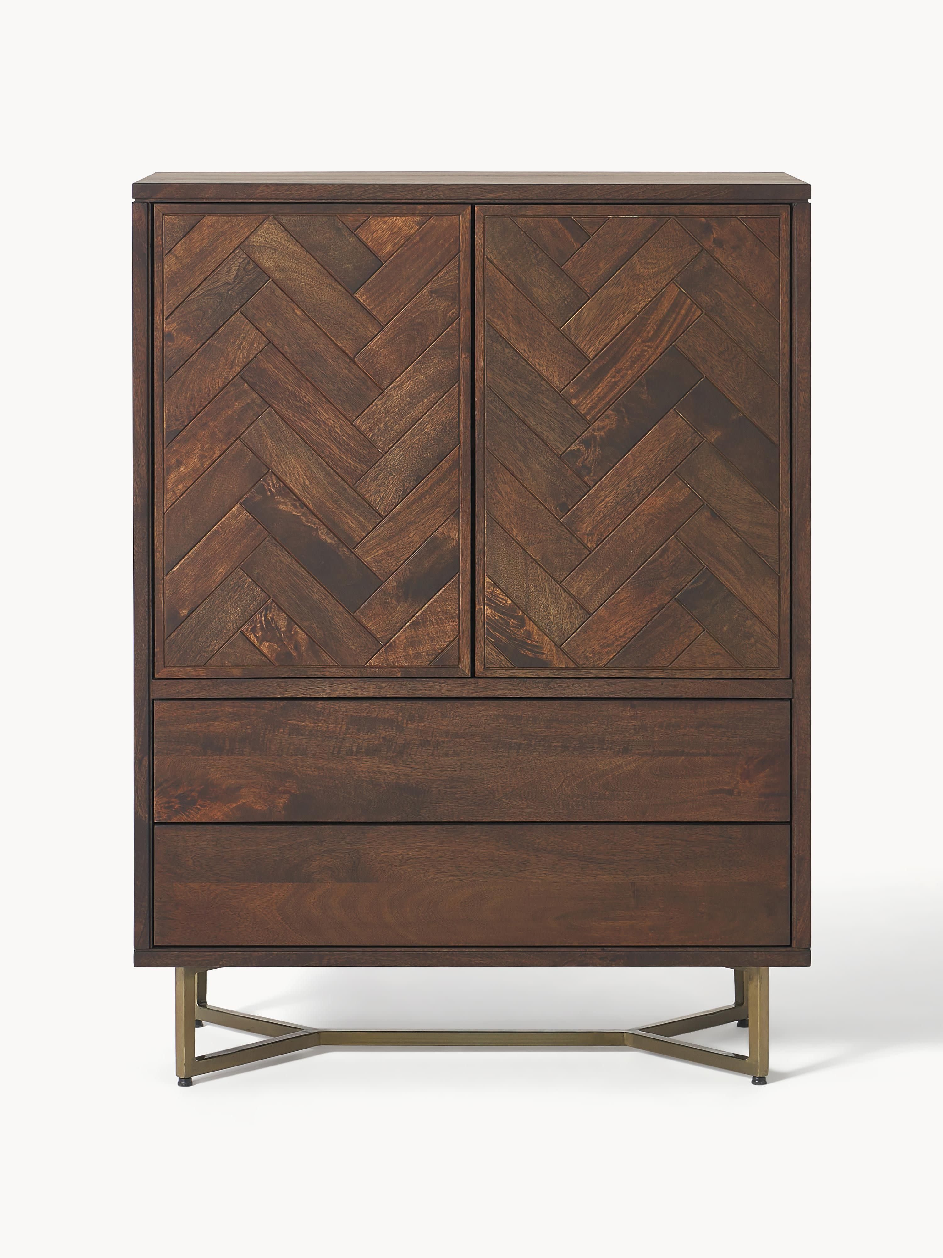 Highboard Luca van mangohout met visgraatmotief