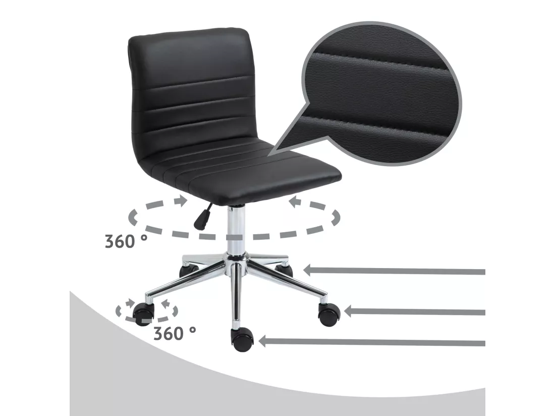 SVITA LINUS chaise de bureau chaise pivotante pour enfant revêtement en simili cuir noir