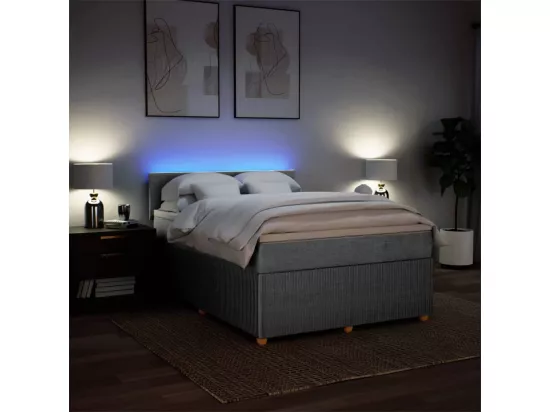 Sommier à lattes de lit avec matelas Gris clair 160x200cm Tissu