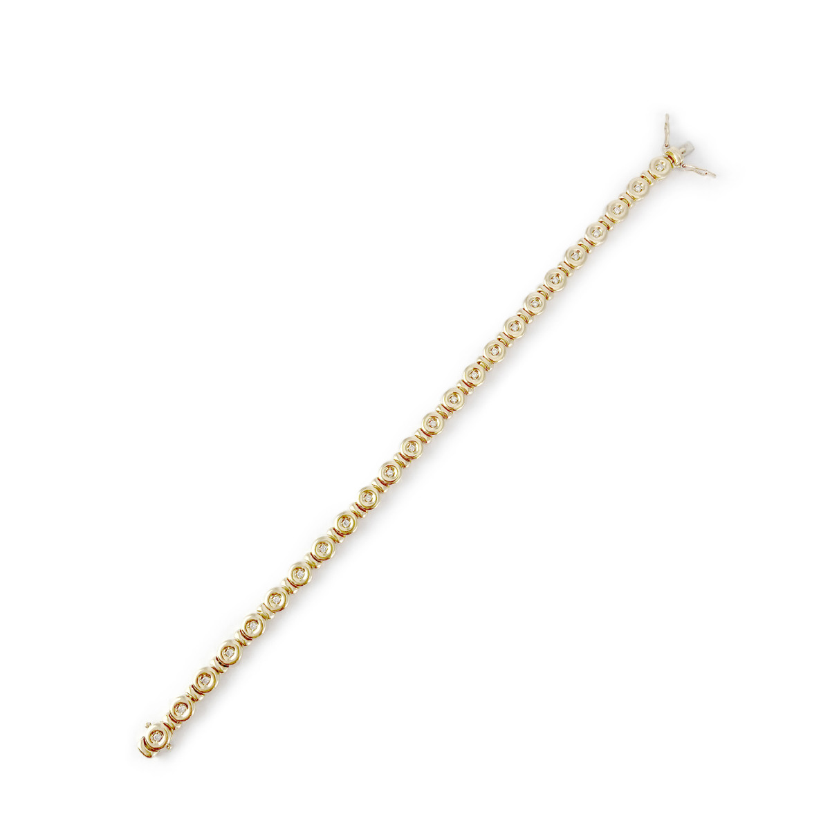 Bracelet d'occasion or 750 jaune diamants 19 cm