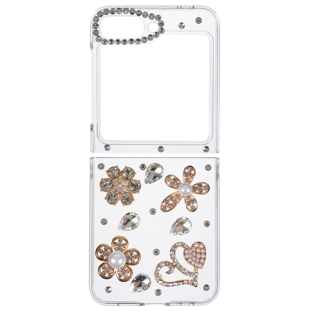 Samsung Galaxy Z Flip7 FE / Z Flip6 Hardcase Schutzhülle Glitzer Steine - Blumen