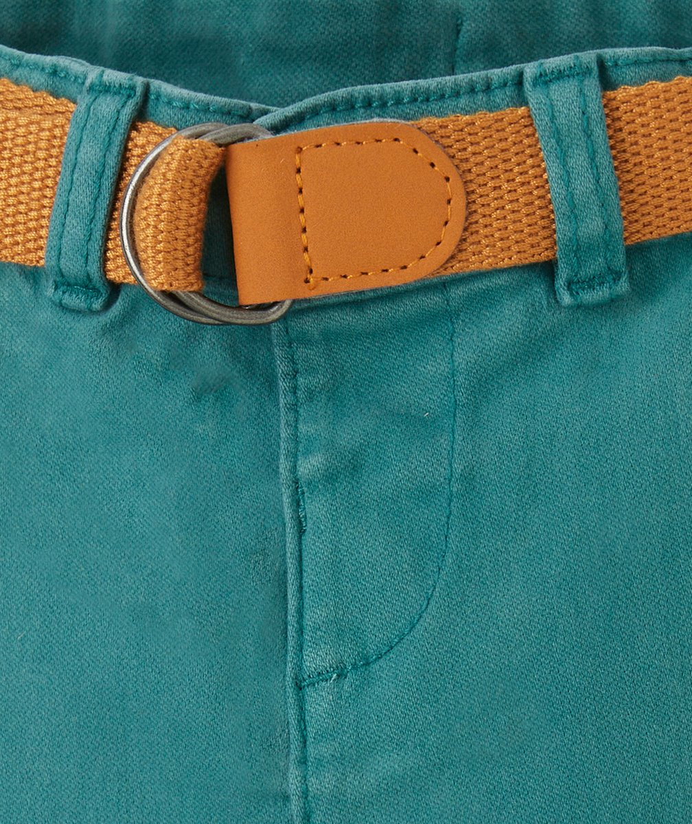 PANTALON CHINO VERT BÉBÉ GARÇON AVEC CEINTURE MARRON