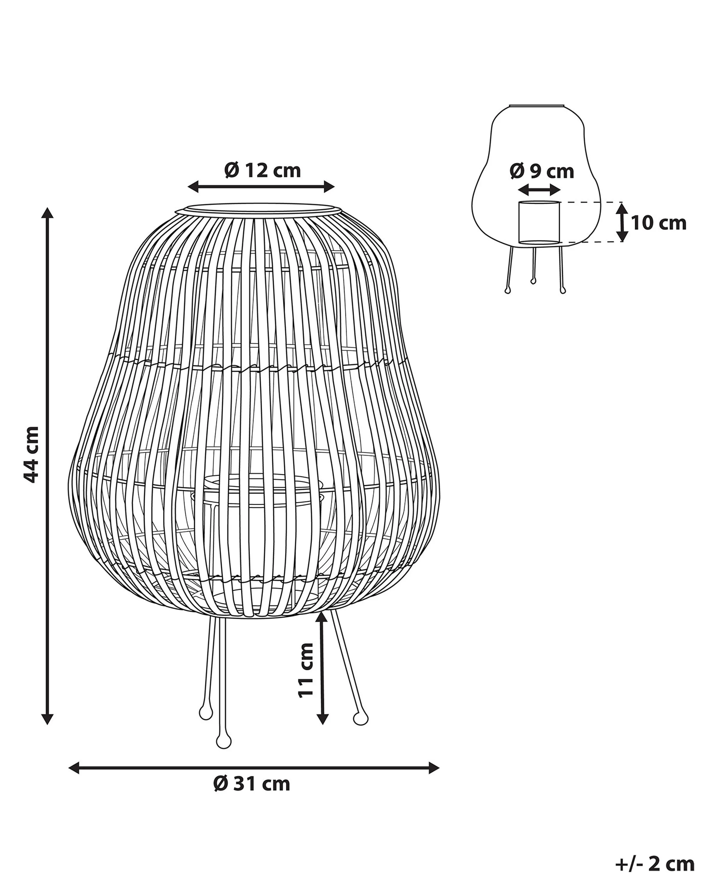 Lantaarn BERKNER Wilgenhout 44 cm Natuurlijk