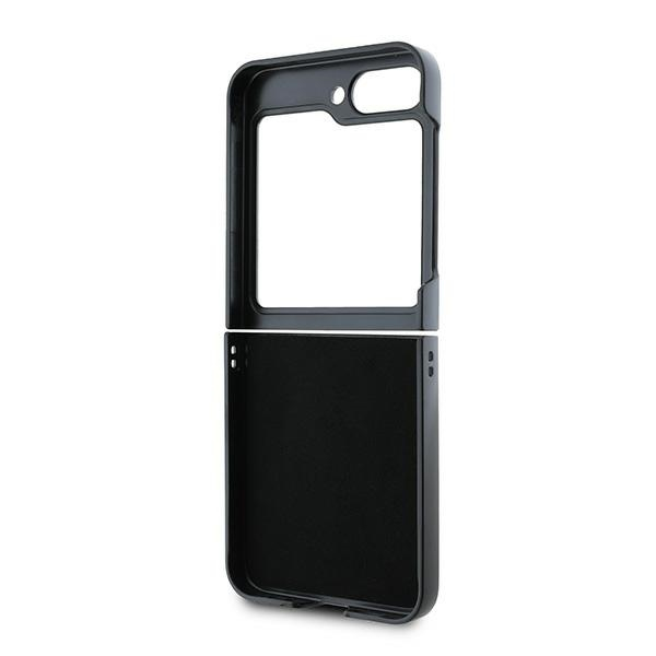 Samsung Galaxy Z Flip7 FE / Z Flip6 Leder Hardcase Hülle Metall Logo (GUHCZF64GMGGR) - Schwarz