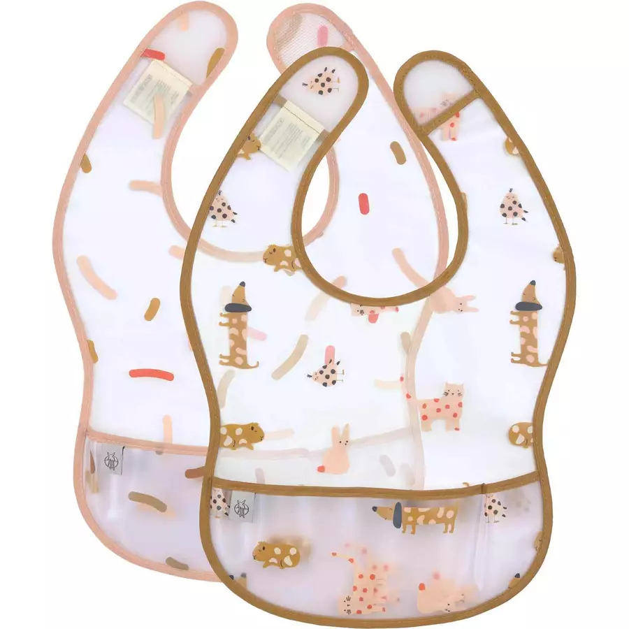 Lässig Kindergeschirrset mit 2 Lätzchen Little Mateys 6er Set orange