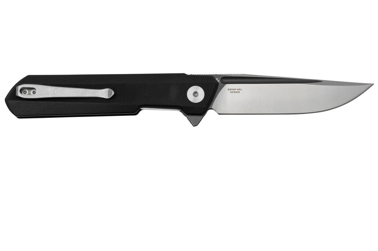 Bestechman Dundee BMK01D, Black G10, Satin D2 With Dark Coating, zakmes Ostap Hel design