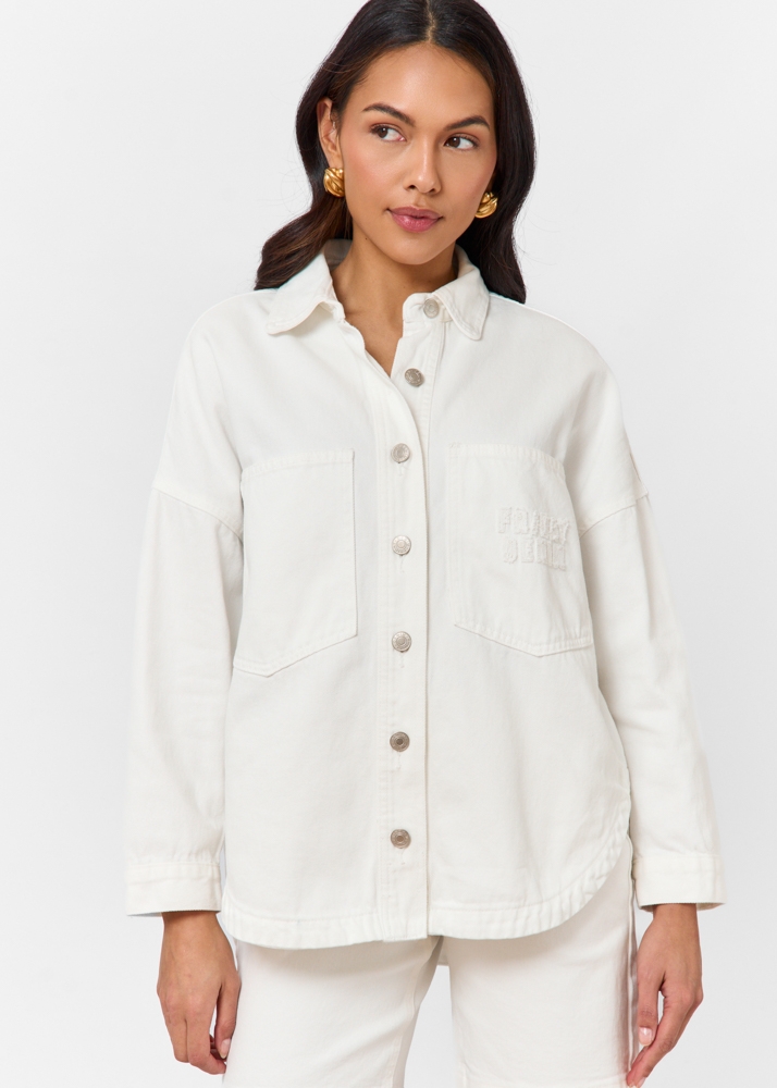 Oversized denim blouse ecru