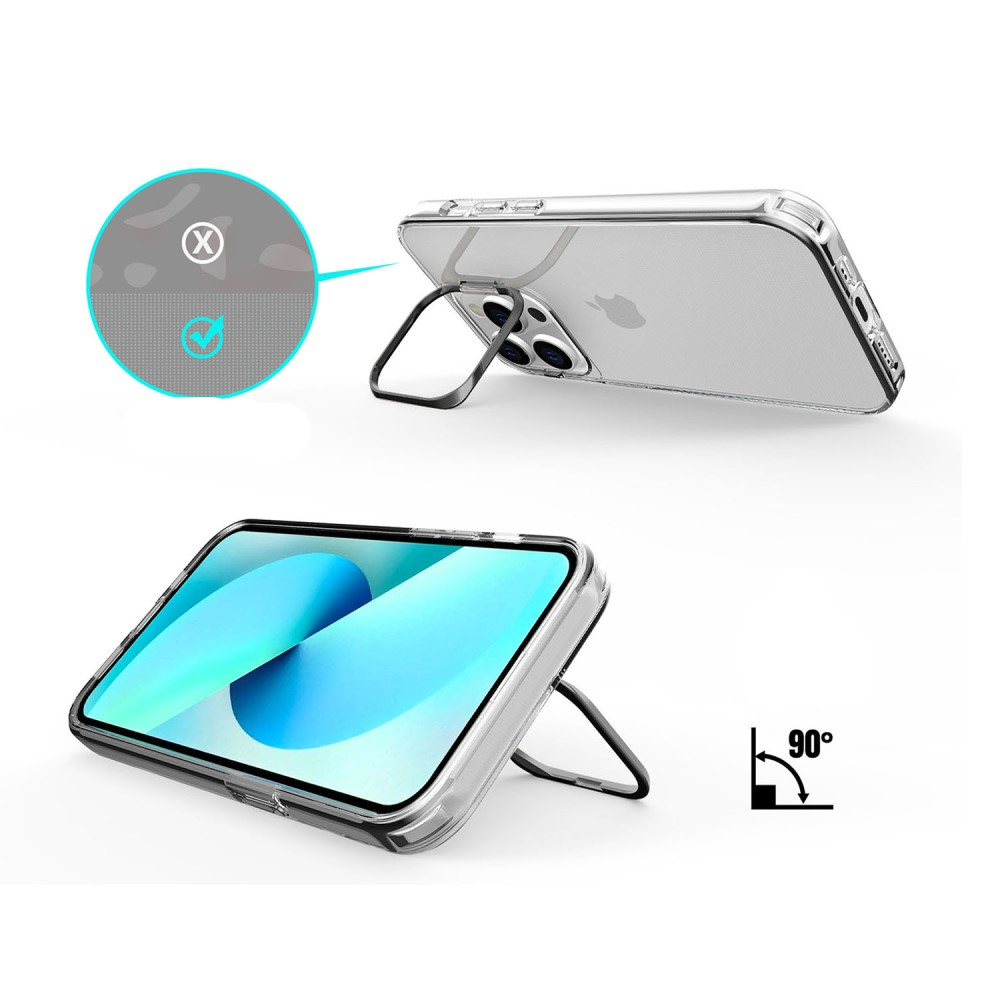 iPhone 14 Pro Max Gummi Case Schutzhülle   Metall Kickstand - Transparent