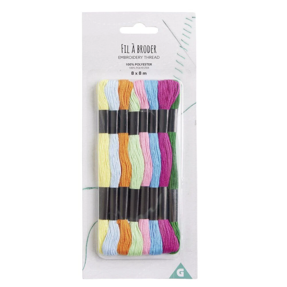 Bobines de fil à broder 8m lot de 8 - 2 modèles