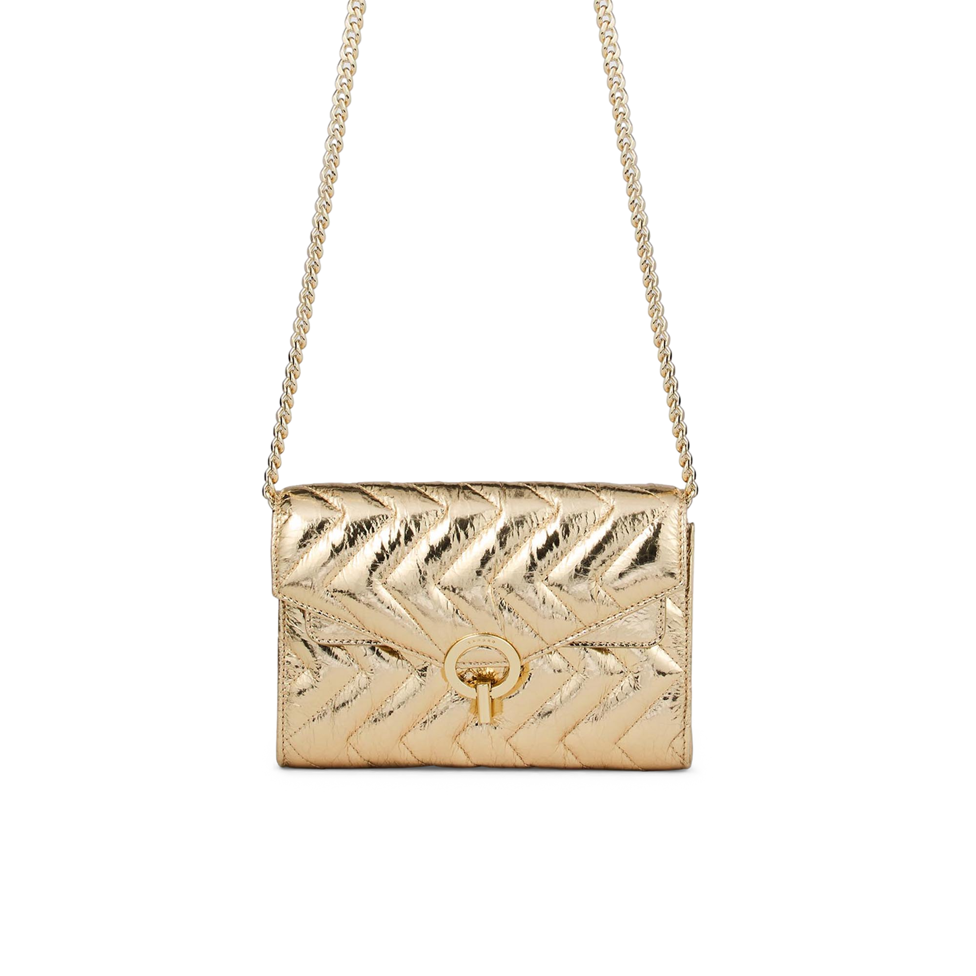 Pochette matelassée en cuir | Doré