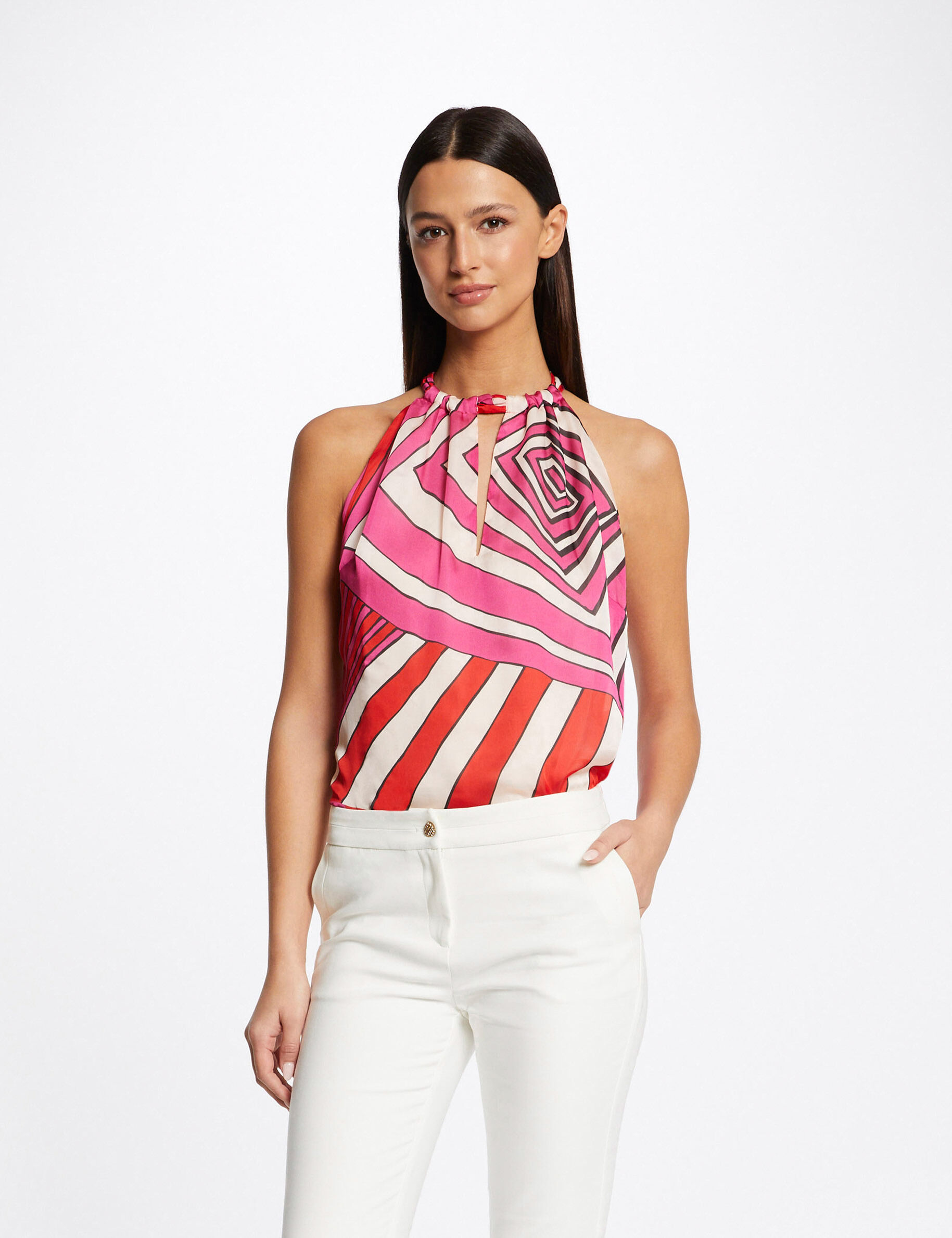 Blouse sans manches imprimé géométrique multico femme - multico