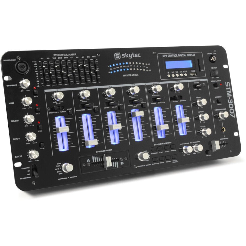 Skytec STM-3007 6-kanaals mixer met mediaspeler & equalizer