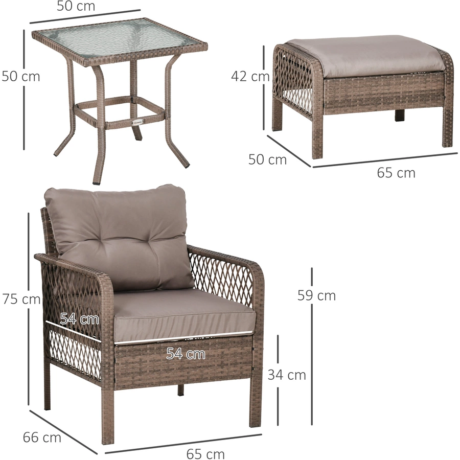 Outsunny Rattan Sitzgarnitur 5-teilig braun