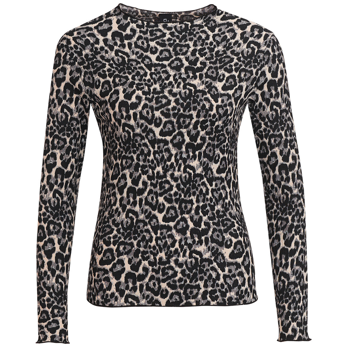 Gina Collection Damen Langarmshirt mit Leo-Muster schwarz / beige