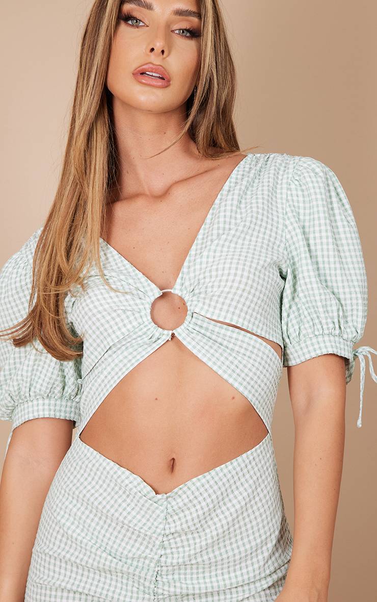 Vert Robe Moulante À Imprimé Floral En Mousseline Avec Découpes Et Détail Anneau