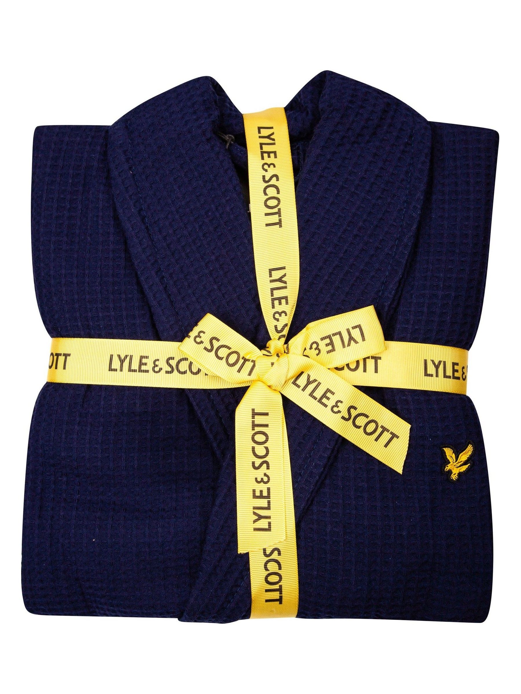 Blauw - Lyle & Scott 100% katoenen premium badjas met wafeldessin