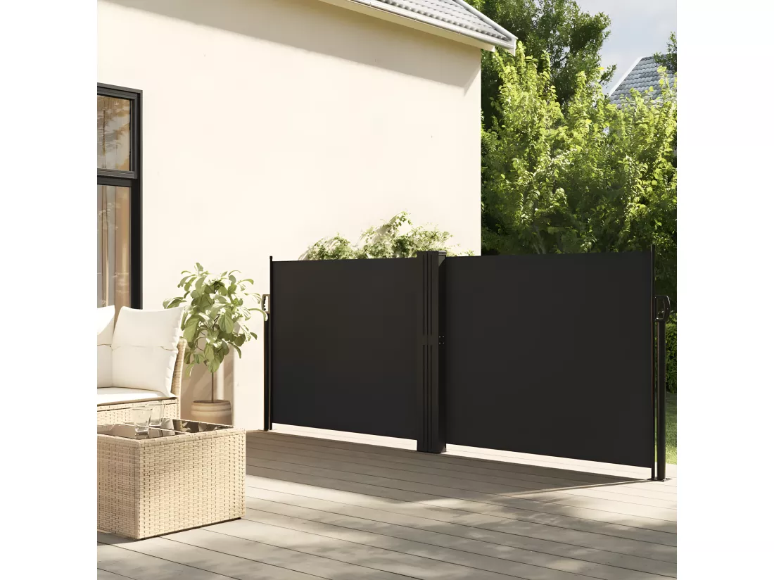 Auvent latéral rétractable noir 120x600 cm