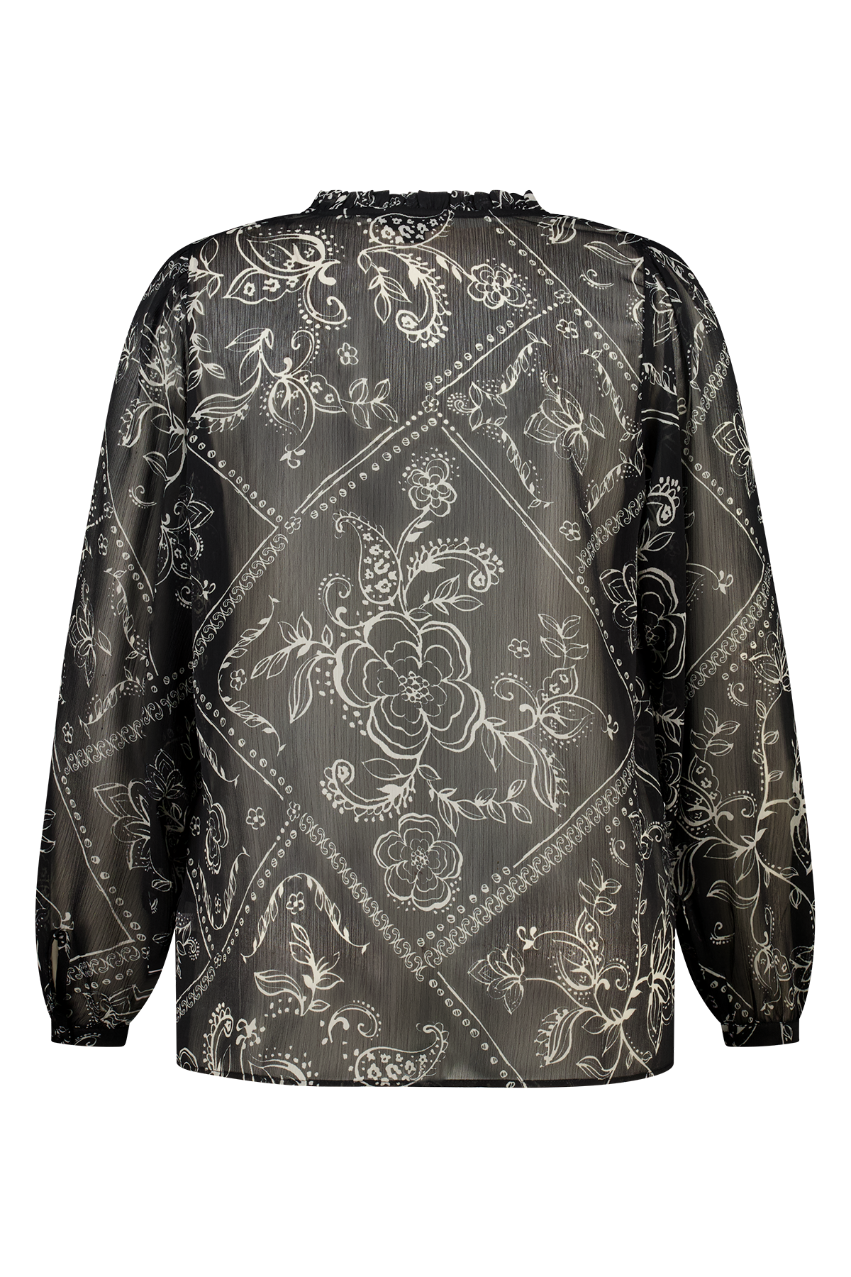 Sheer blouse met print Multi zwart-wit