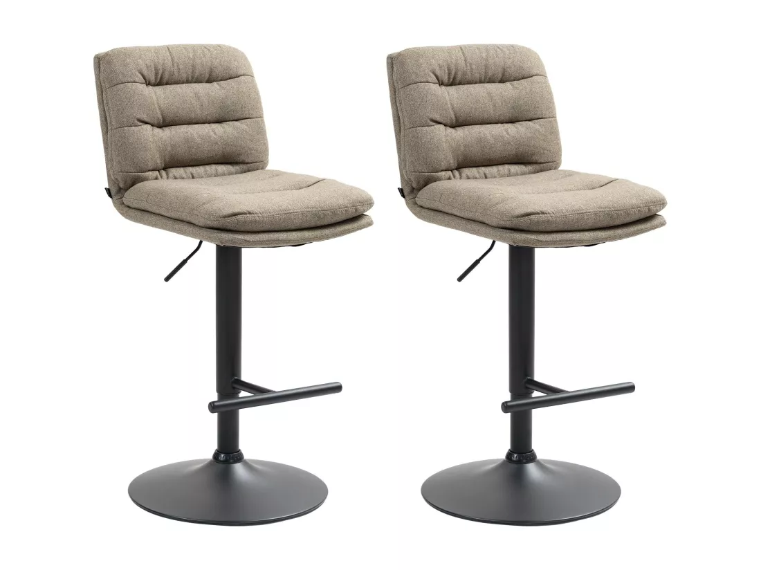 Lot de 2 Tabouret de bar - Tissu & Métal - Taupe - Damar