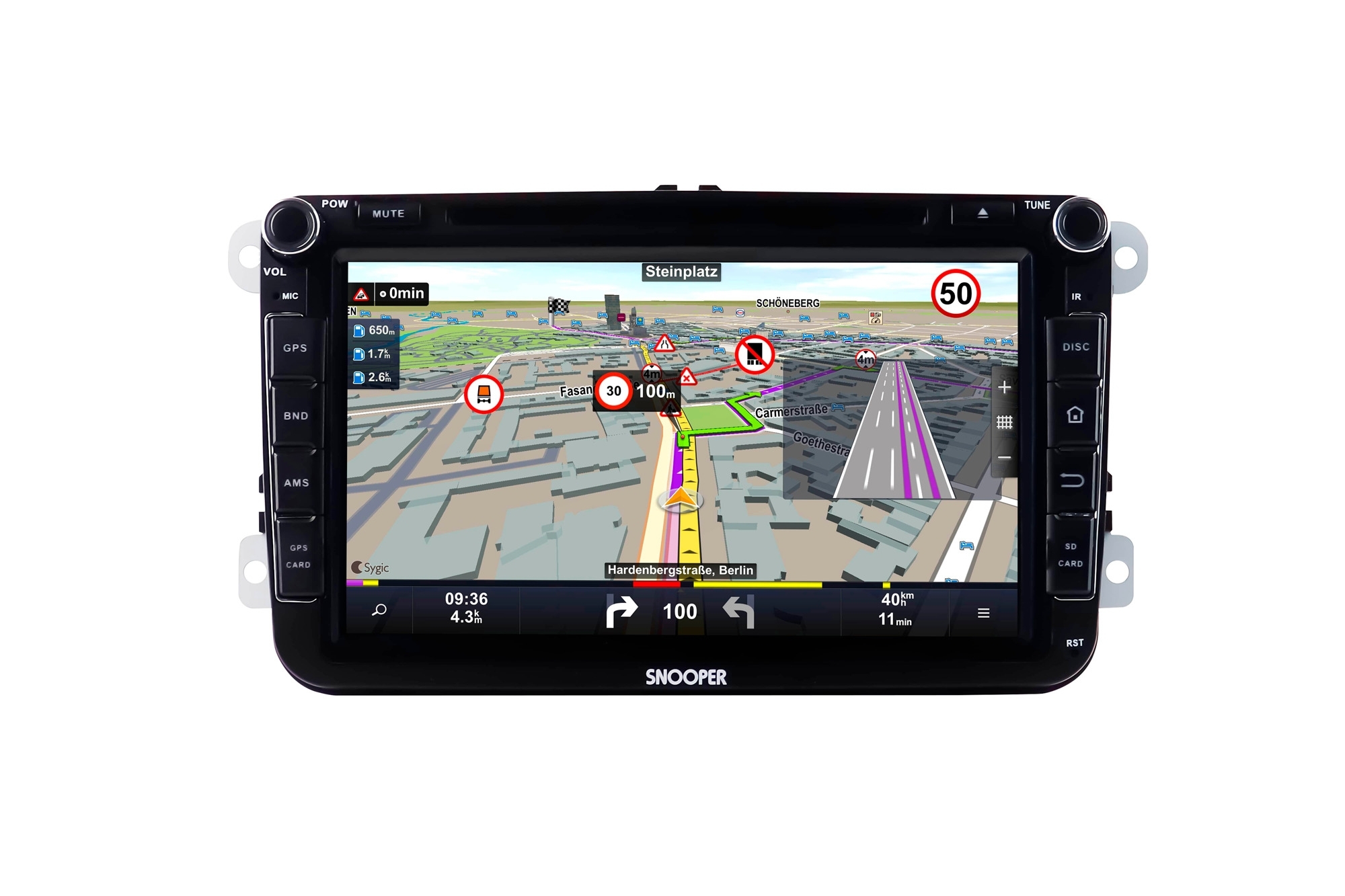 Snooper SMH Multimedia-Navigation 8 Zoll DAB  Festeinbaugerät