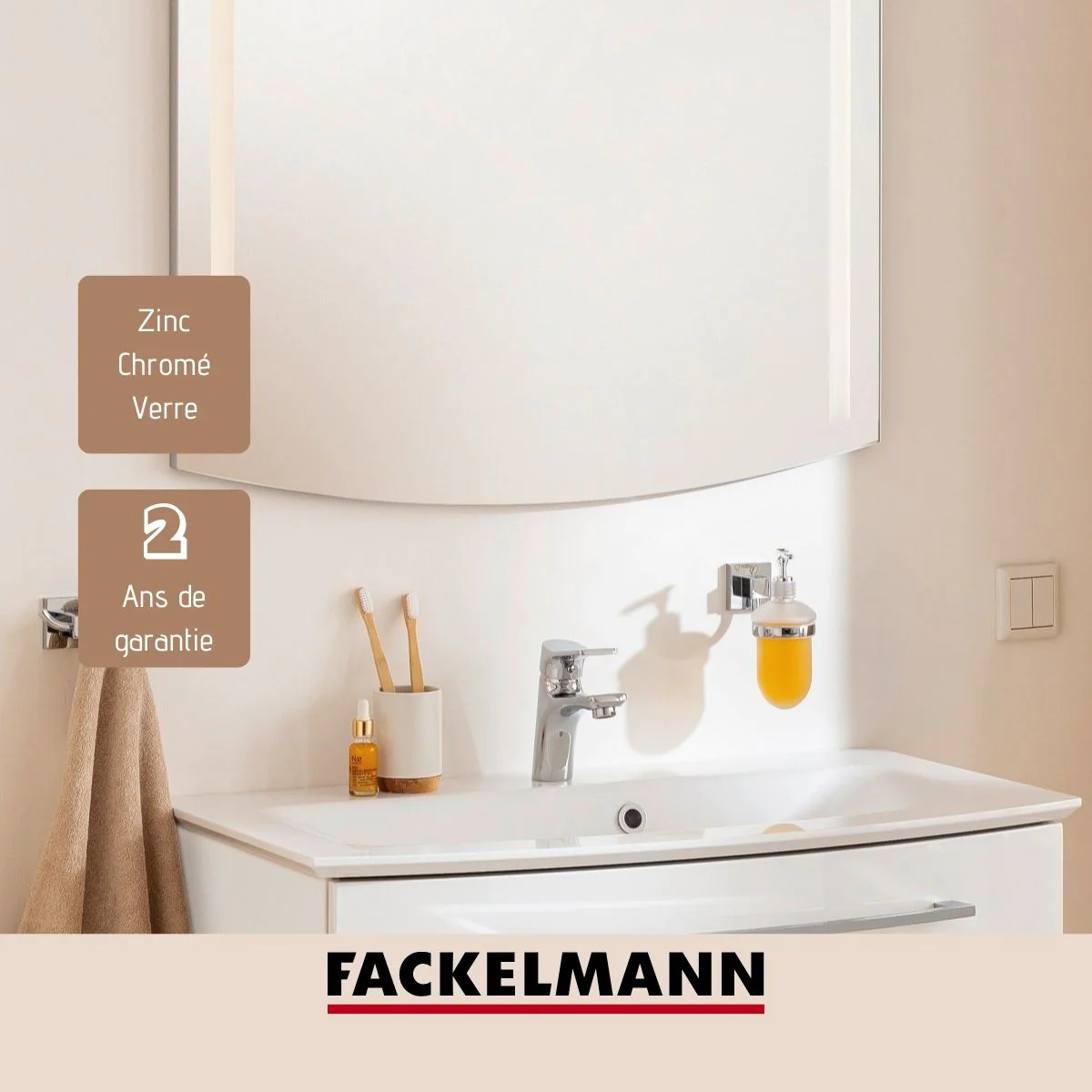 Distributeur de savon mural gris chromé Mare Fackelmann