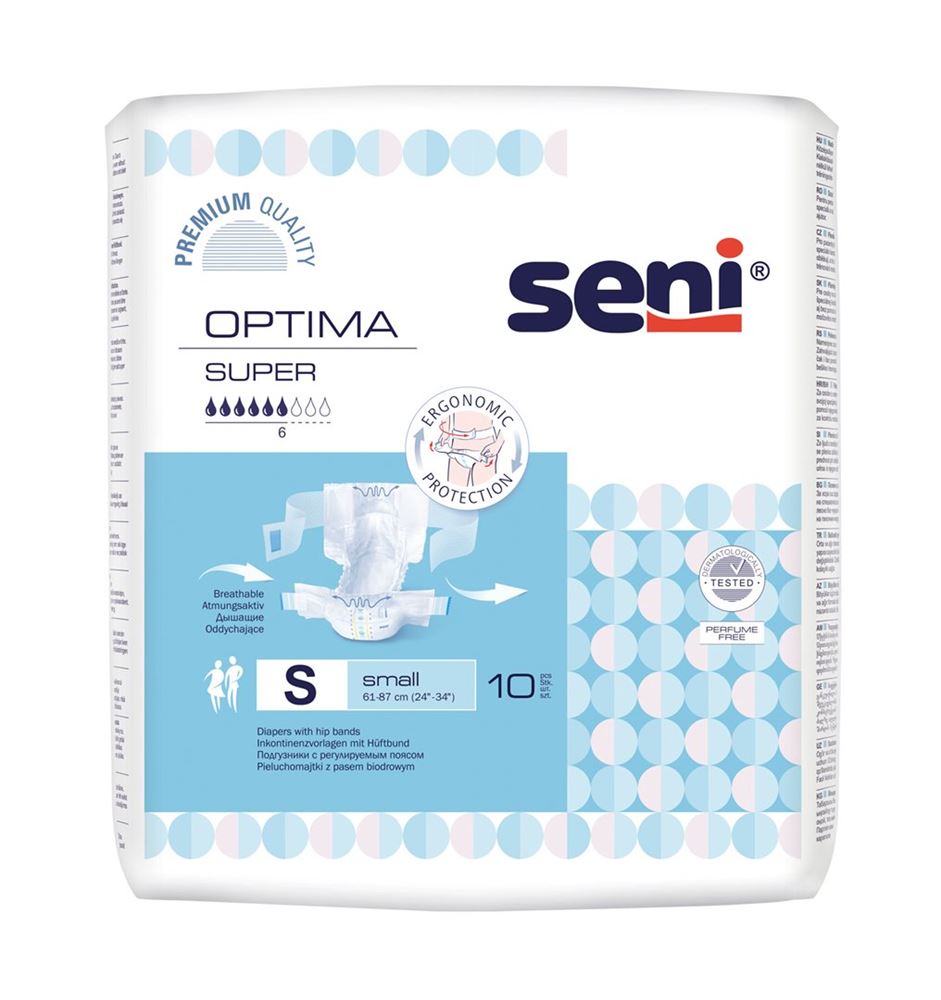 Seni Optima Super Vorlagen<br>10 Stück, S, mit Hüftbund atmungsaktiv Hüftumfang 55-85cm 6 Tropfen