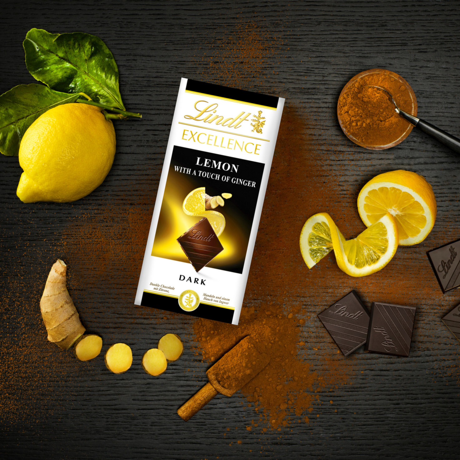 Lindt Excellence Dunkel Zitrone & Ingwer Tafelschokolade