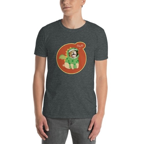 Camiseta masculina Mascochula, personalizada com a foto do seu pet, cinza escuro