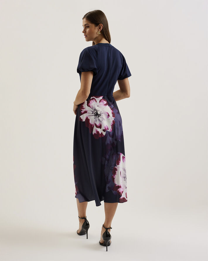 Ted Baker MITZIC Ponte Dress With Printed Mid Navy