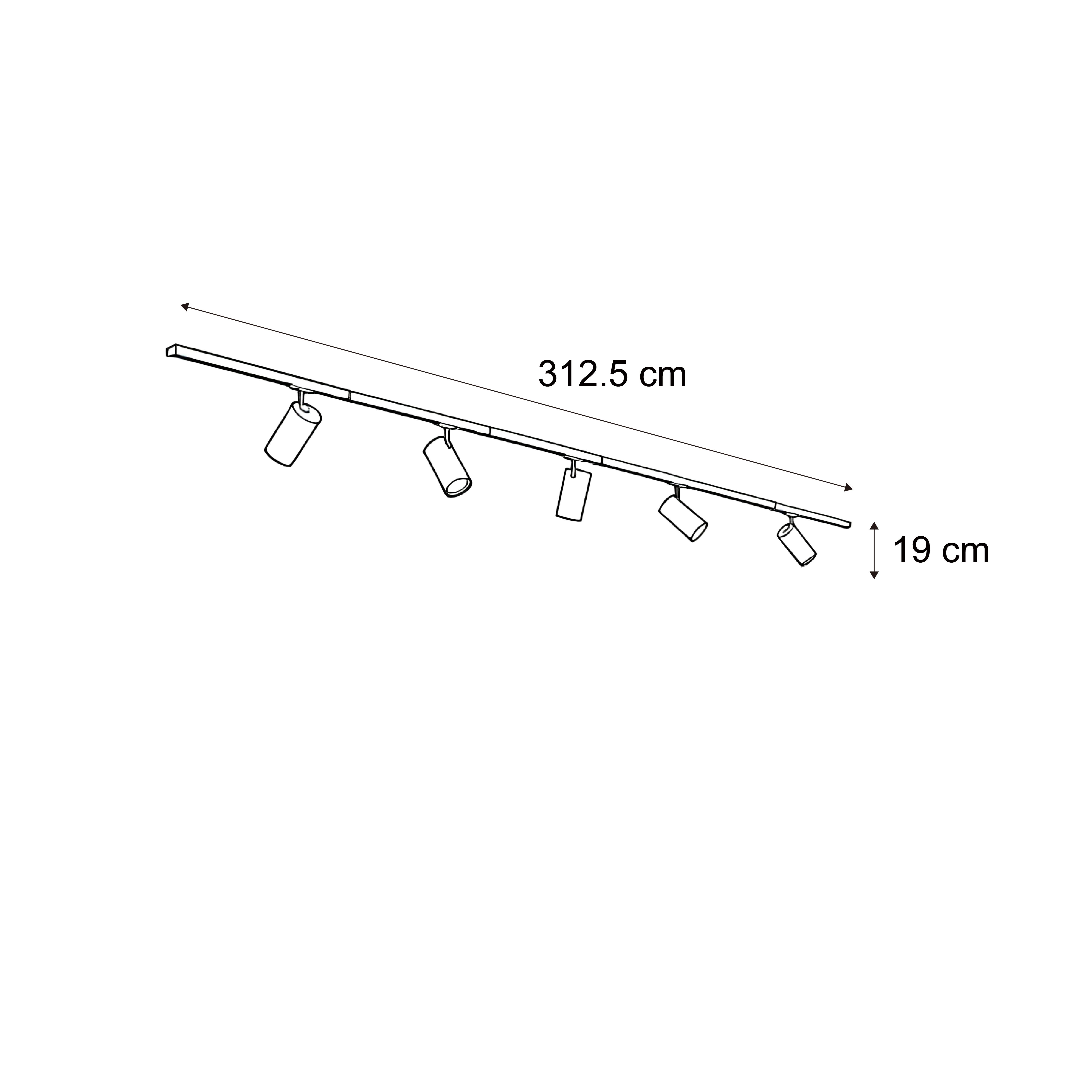 Modern railsysteem met 5 spots zwart 1-fase - Iconic Mark