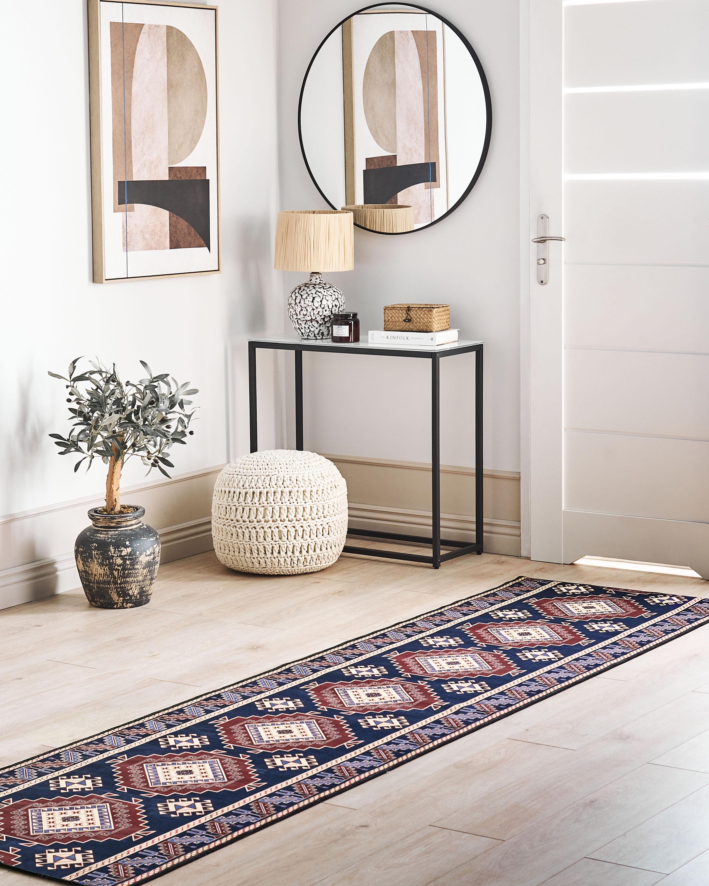 Vloerkleed KANGAL Donkerblauw 80 x 300 cm