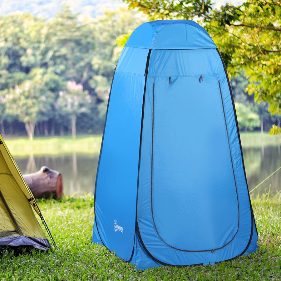 Outsunny Pop-Up Duschzelt mit Innentasche hellblau