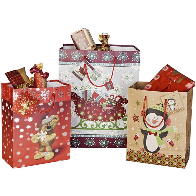 Geschenktasche - Weihnachtsbär - verschiedene Größen