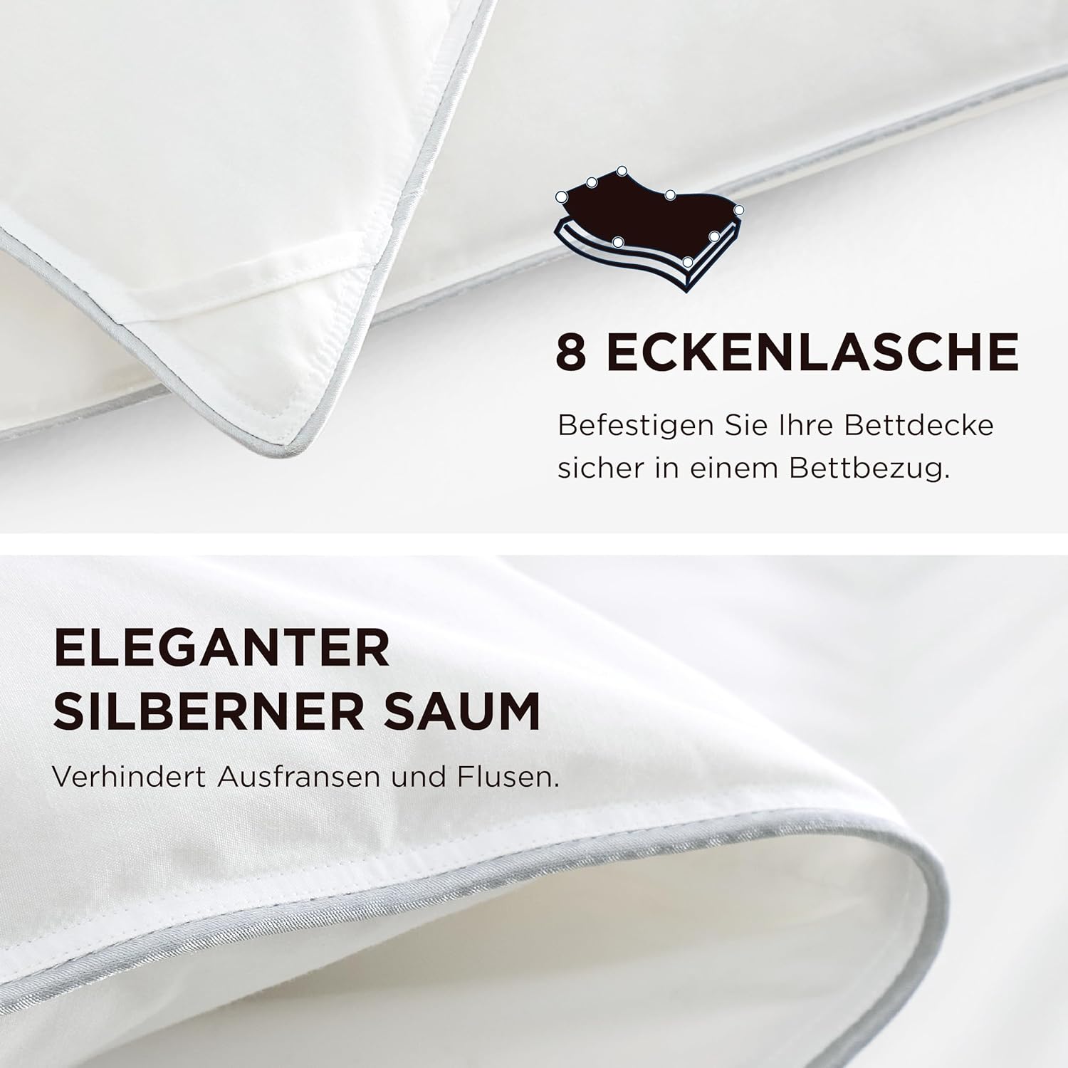 BEDSURE Daunendecke 200x200 Daunen Bettdecke - Warm Winterdecke aus 90% Daunen / 10% Federn 1760 gr. Dick Füllung, Extra Warm Federbettdecke with Öko-Tex Zertifikat, Waschbar Steppdecke Weiß