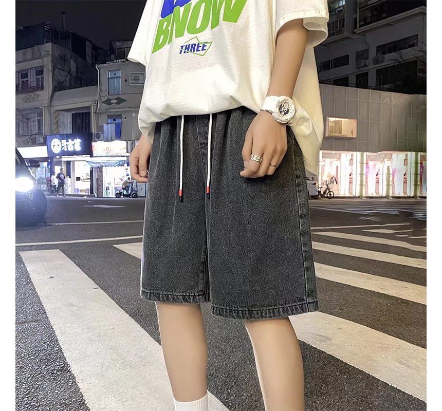 Wewewow - Denim shorts met trekkoord